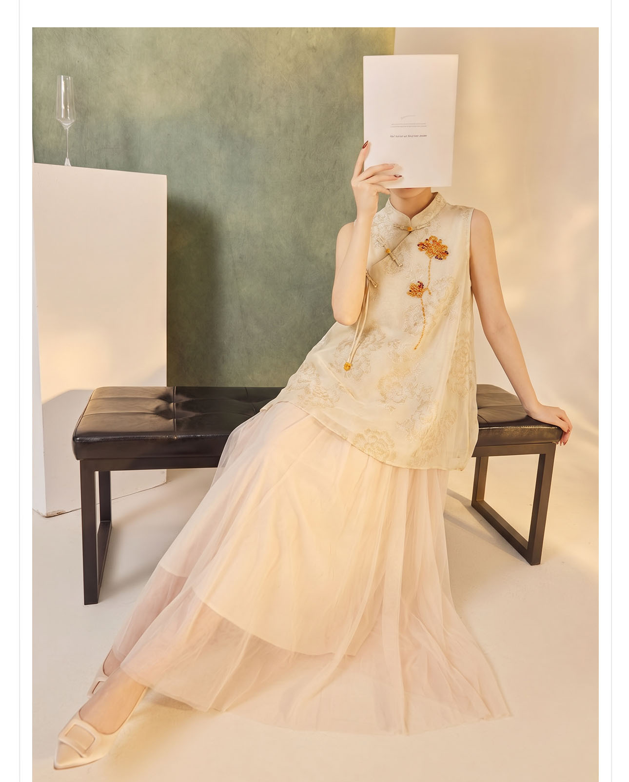 Đầm vest nữ retro chất jacquard cài snap — nghệ chi tiết 8