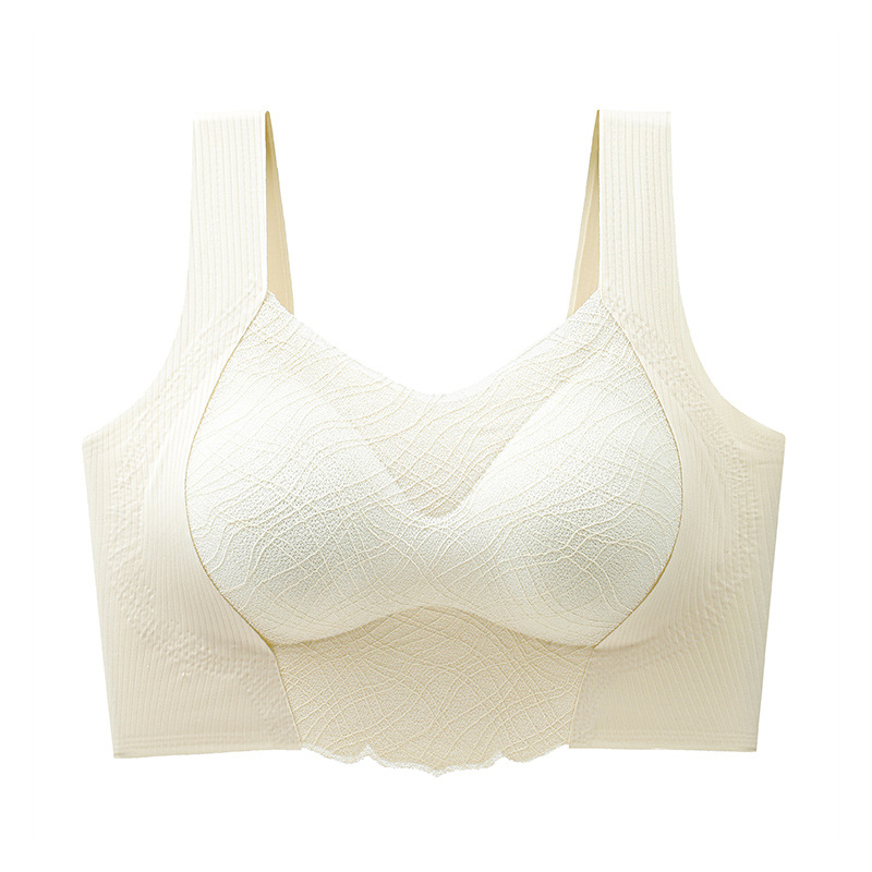 Ropa interior de espalda hermosa sin costuras, copa semi-fija, sujetador de chaleco sin anillo de acero, sujetador fino anti-flacidez