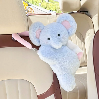 Little Red Book's Same Style Little Elephant Car Tissue Box, Creative New Product, Doll Car Tissue Hanging Bag, Car Tissue Box (Car tissue box/set) - papa-little-elephant-tissue-box