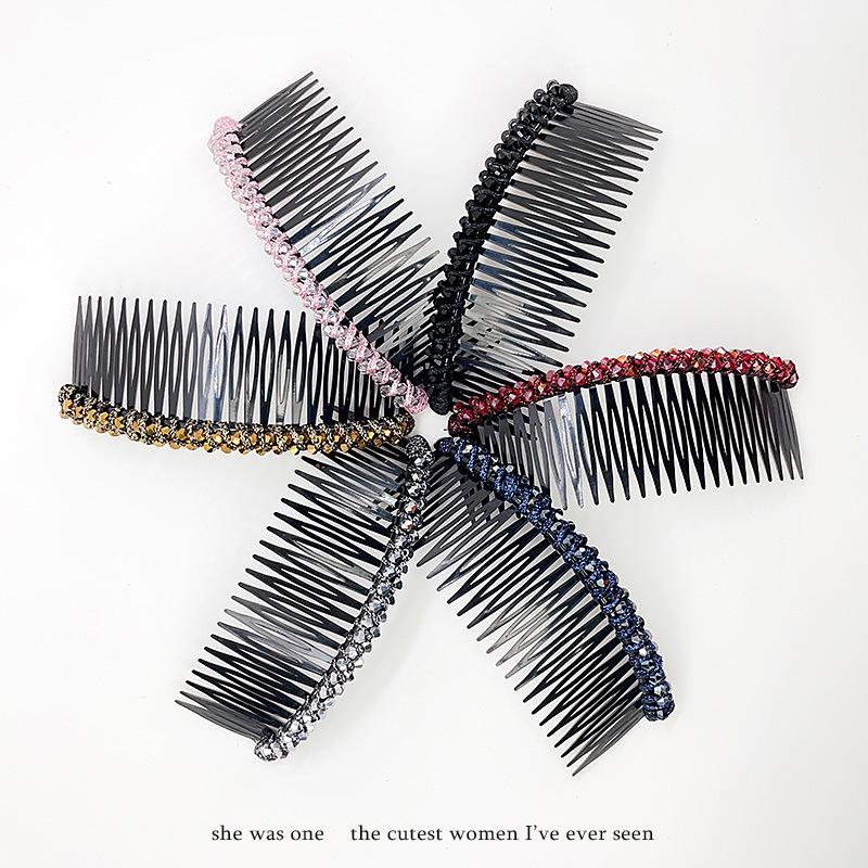 髮夾女發卡盤發插梳前額碎發整理卡子發箍劉海夾叉梳盤頭水晶發梳