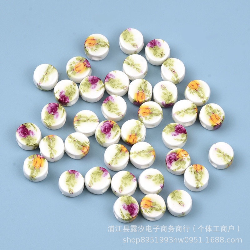 Flores de cerámica oblata esmalte de color decal de cerámica flores de estilo chino hechas a mano DIY collares pulseras pendientes accesorios