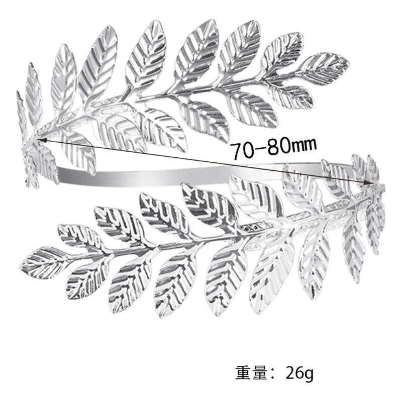 Brazalete de hoja de venta caliente europeo y americano, joyería de novia romana, pulsera de brazo ajustable abierta de metal, hebilla de cortina de metal
