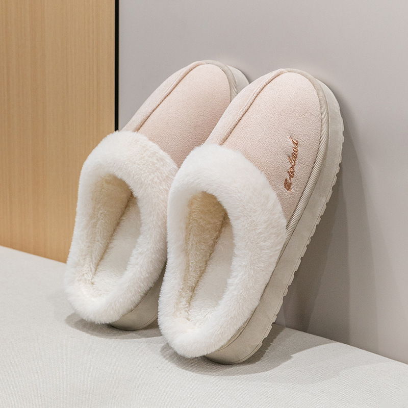 가을 겨울 여성용 심플한 면 슬리퍼, 집에서 편안하고 따뜻하며 내마모성이 뛰어난 남성용 커플 산후 슬리퍼
