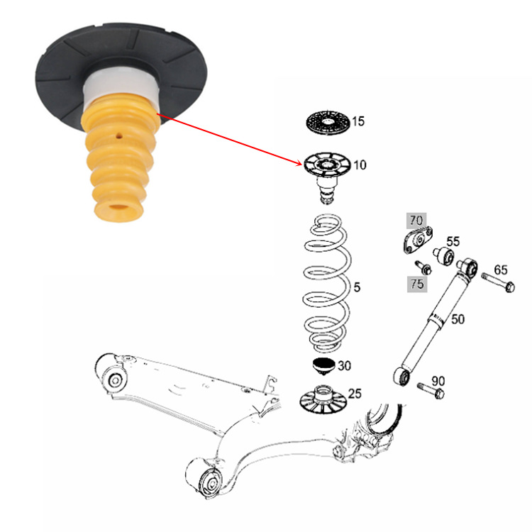 Suitable for Mercedes-Benz rear shock absorber buffer rubber, shock absorber buffer block 4473240100 4473210006