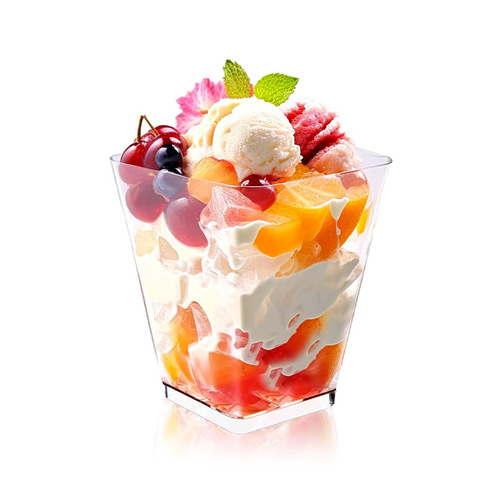 Pudding Cup Jelly Mousse Cup Dessert Tray Cup Disposable Plastic Transparent Square Ice Cream Cup Pastry Cup