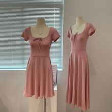 密织莫代尔复古短款连衣裙