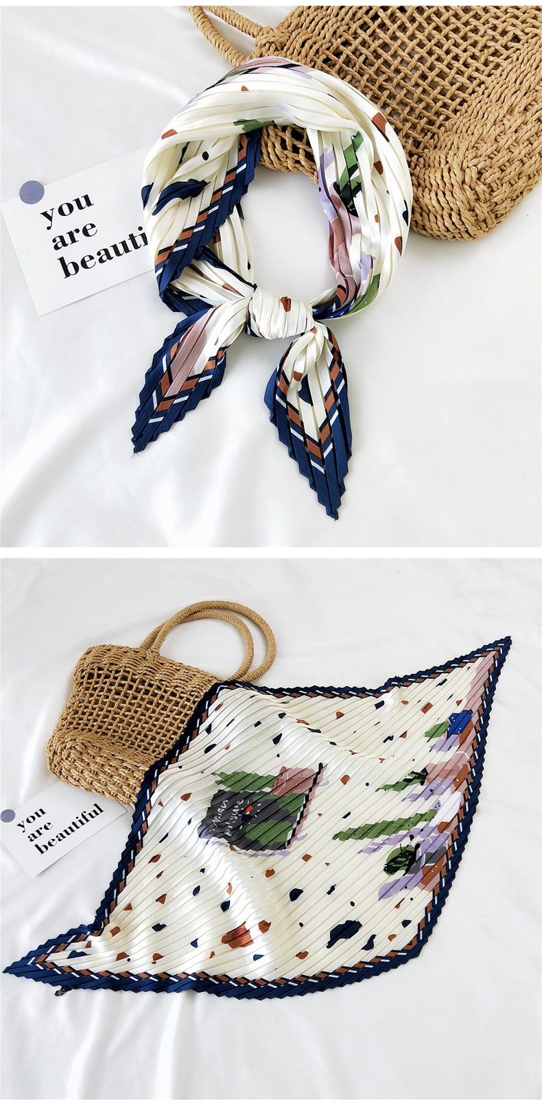 Fashion fold small square silk scarfpicture8