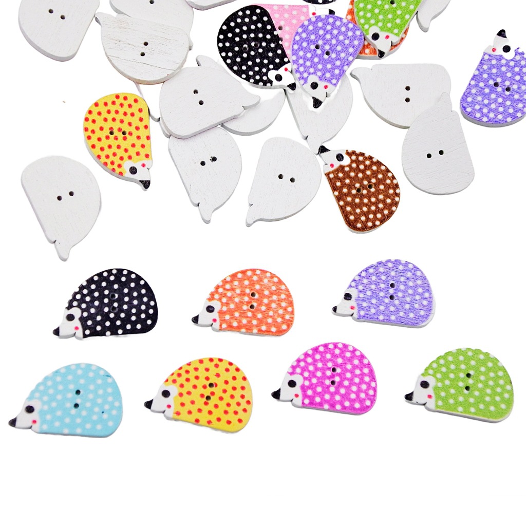 DIY pintado de dibujos animados perro cabeza botón de madera accesorios de ropa para niños cabeza de perro botón de madera 50 piezas un paquete