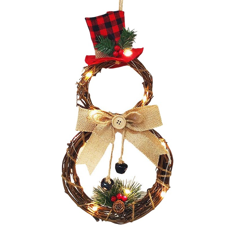 Amazon decoración de Navidad suministros hogar centro comercial decoración de Navidad colgante LED muñeco de nieve CORONA DE Navidad guirnalda