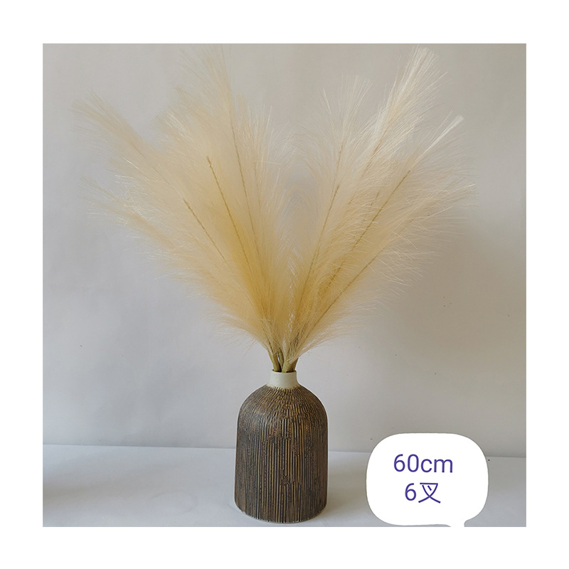 Amazon Venta caliente artificial Reed decoración del hogar artificial pampas hierba fábrica en stock pequeña caña al por mayor