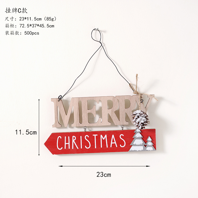 Ins madera tarjeta de bienvenida Inglés Feliz Navidad tarjeta de letras Navidad árbol de Navidad decoración creativa colgante colgante