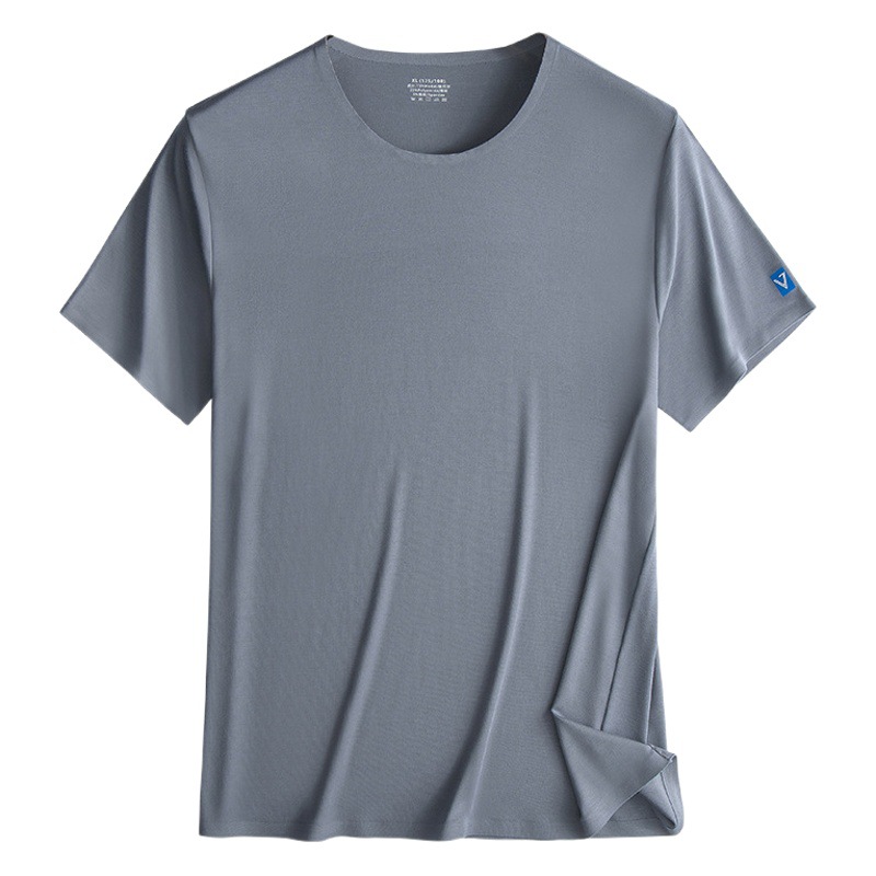 Traje modal de 80 unidades para primavera y verano para hombre, camiseta fina de media manga, camisa de fondo de salida de color puro, lista para la venta, cómoda y versátil