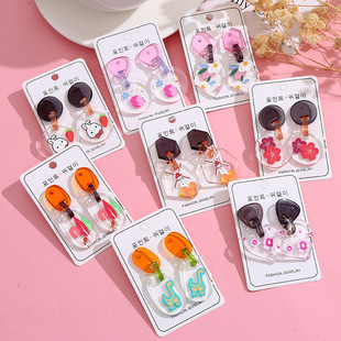 Korean version of the new cartoon earrings sweet style geometric acrylic earrings acrylic transparent earrings pendant wholesale