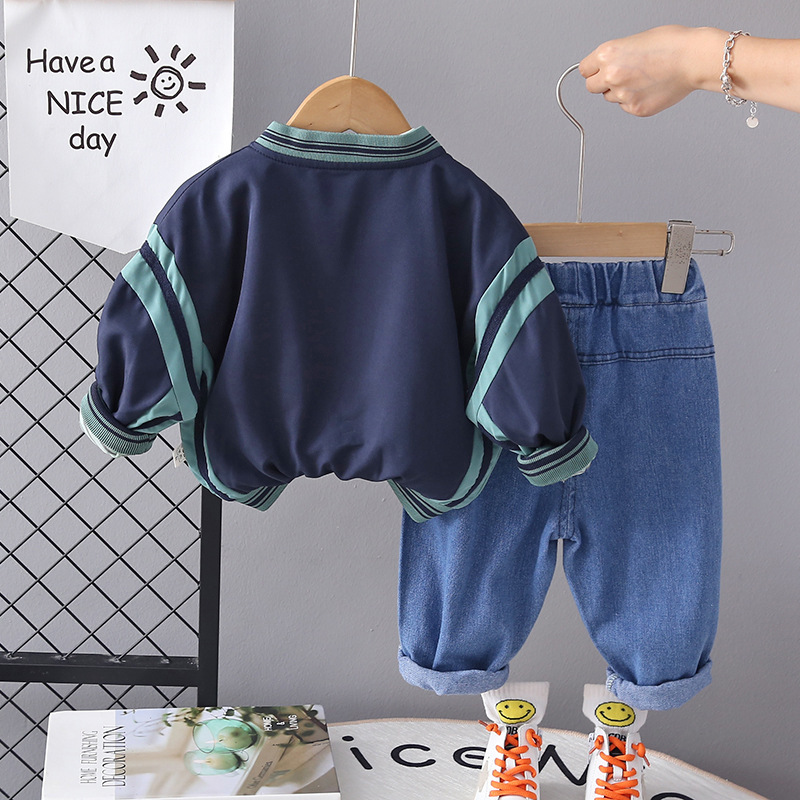2024 Spring New Boys' Baseball Suit Three piece for Men and Women's Baby Casual Round Neck Sweater Set_voghion.com