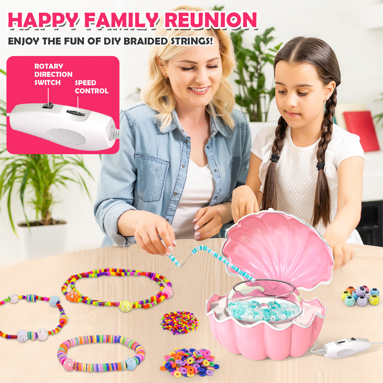 Nueva máquina de cuentas eléctricas para niños DIY perforador de cuentas Amazon enchufe automático joyería de cuentas juguetes para niños