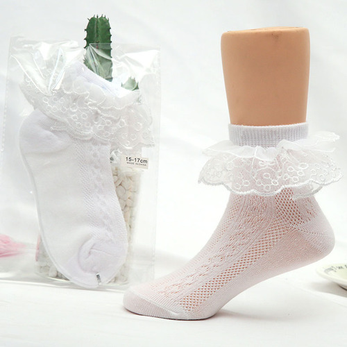 2 pairs Children's girls white lace latin ballroom dance socks flower girls princess socks student choir stage performance cotton socks dance socks