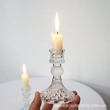 欧式水晶高脚玻璃烛台 玻璃蜡烛台 婚庆西餐厅桌面装饰道具