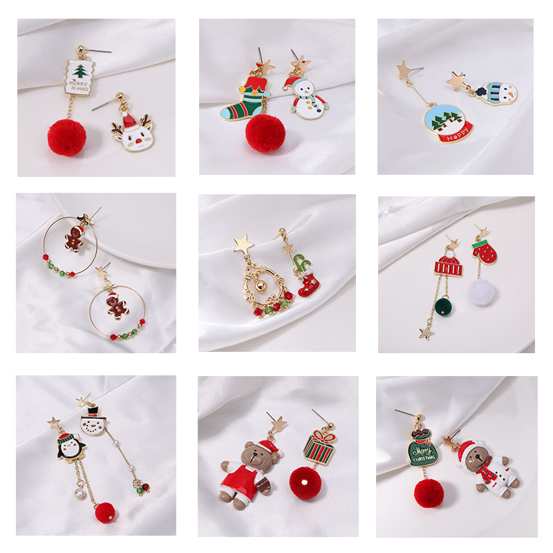 Fashion Santa Claus Christmas Socks Bell Epoxy Alloy Earrings display picture 9