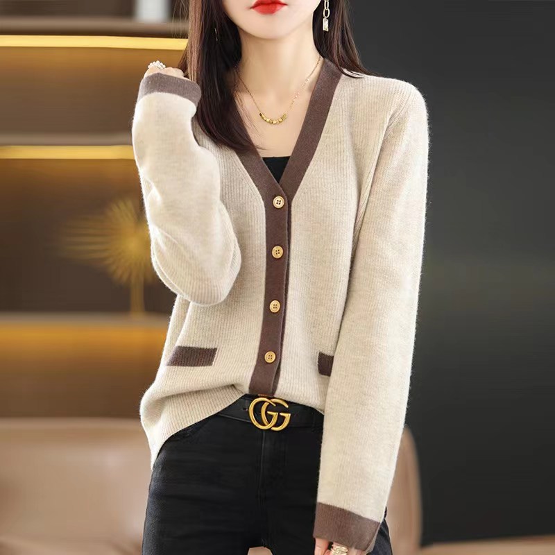 清仓捡漏专柜折扣剪标外贸显瘦女装羊毛衣春秋季针织开衫外套潮