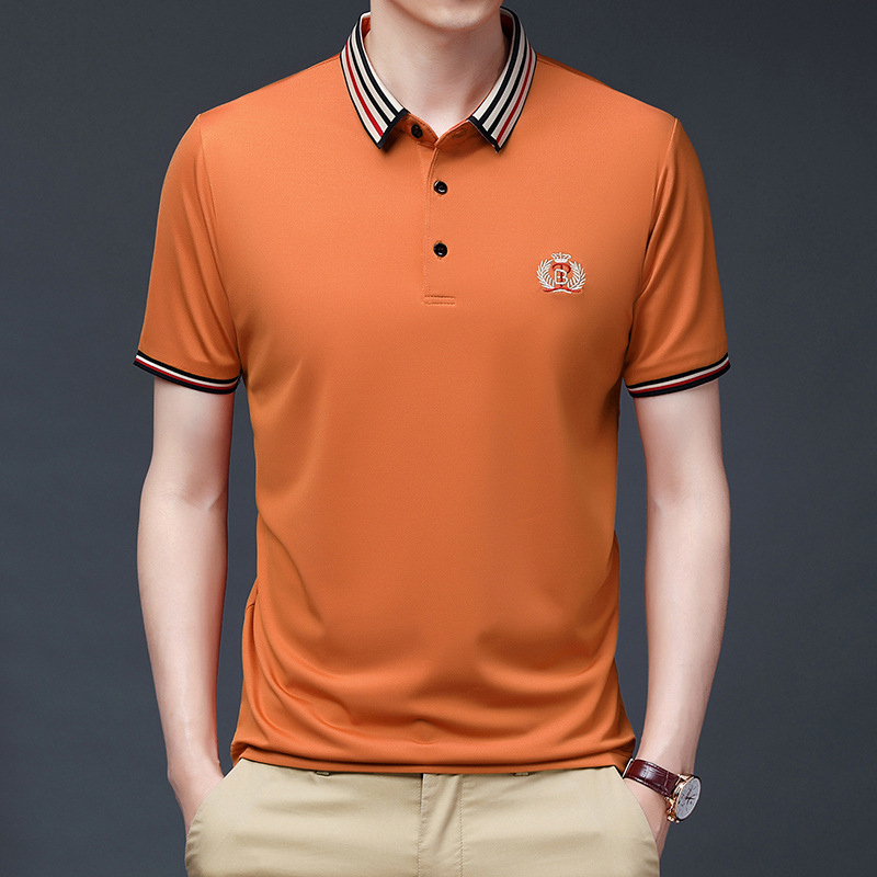 2021 summer new men's polo shirt solid c...