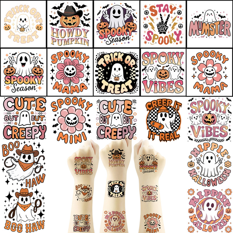 Halloween Horror Cute Tattoo Stickers Cross-Border Amazon Shein Aliexpress Children's Tattoo Stickers New Models in Stock