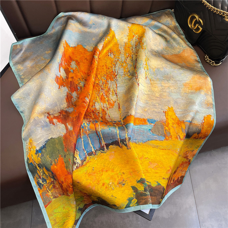 70cm pequeña toalla cuadrada primavera y otoño universal sensación de alto nivel de seda simulación bufandas de seda para mujeres con camisa de decoración profesional bufandas de cuello