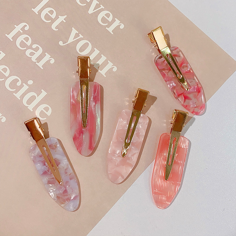 New Pink Acetic Acid Seamless Hairpin Acrylic Duckbill Clip Girl Hairpin Sweet Bangs Broken Hair Clip Hair Accessories