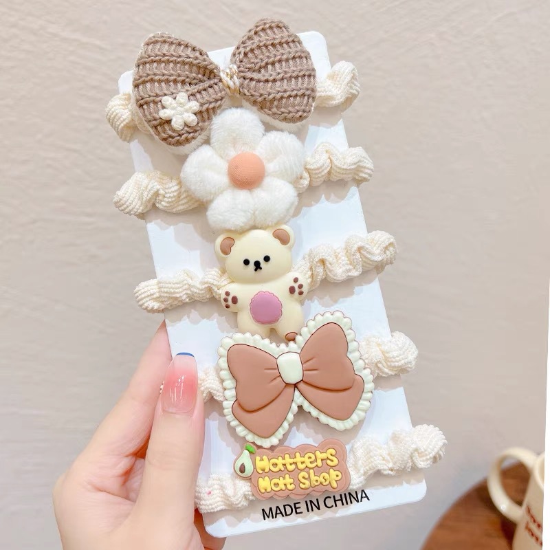 Otoño y invierno leche de café flor cabello anillo de cabello chica lindo tocado de cabello de niños cabello de alta elasticidad elástico cabello