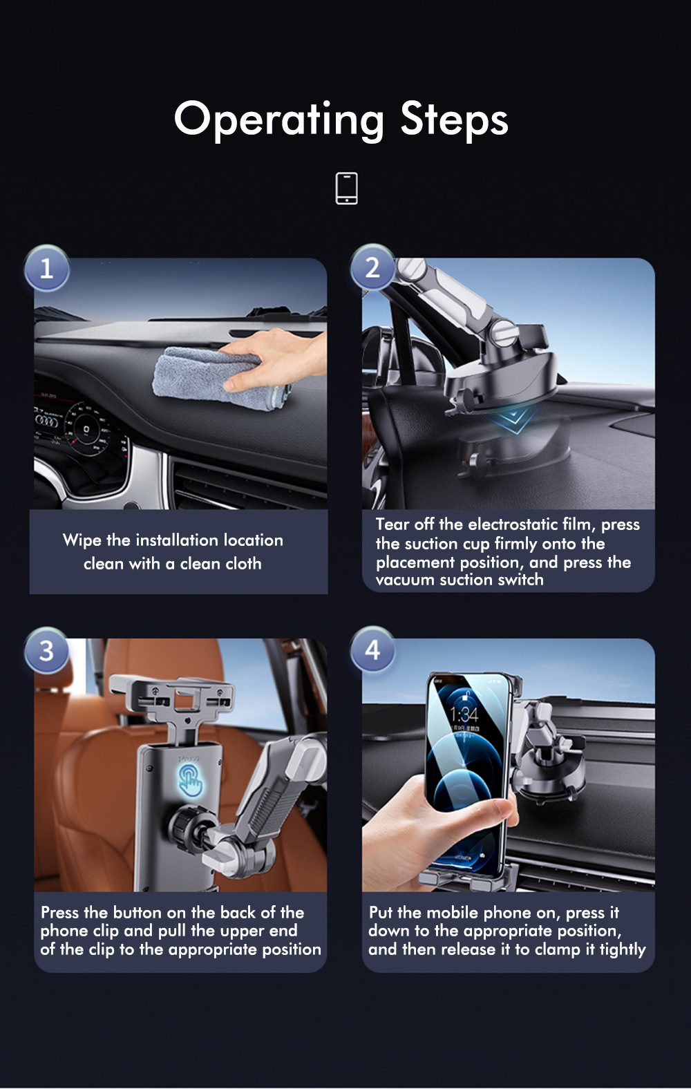 Suction Cup Car Phone Tablet Holder for Truck Dashboard