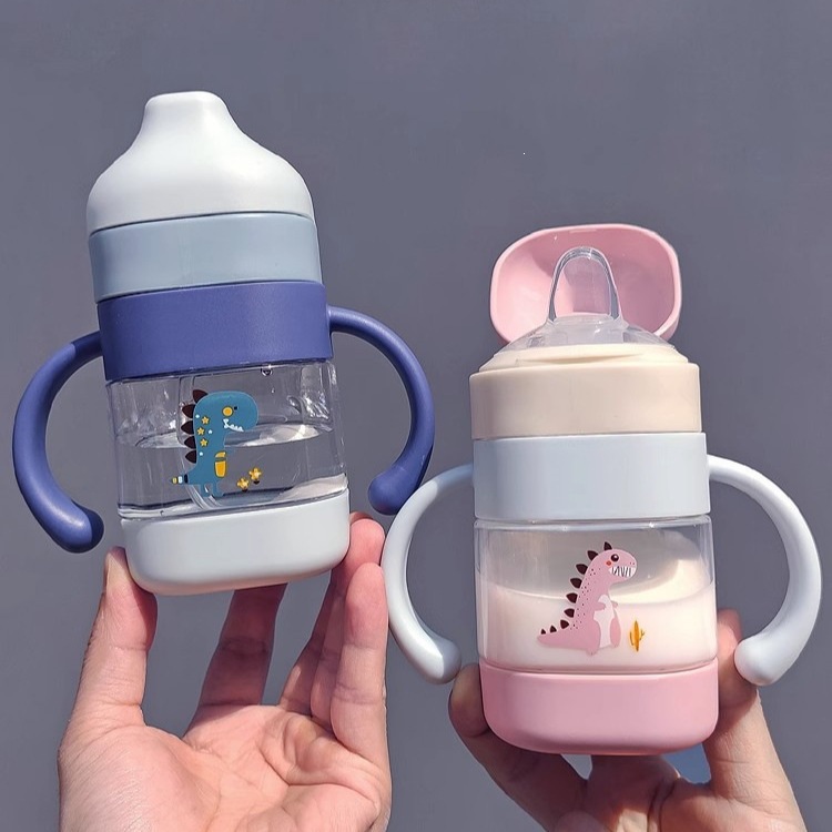 Zhaolong tazas de bebida de aprendizaje tazas de boca de pato 6 meses para evitar asfixia tazas de botellas de paja de plástico HDPC tazas anti-asfixia diseño
