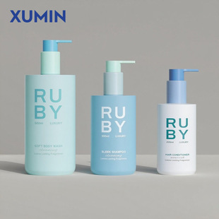 Customized 500ml Shampoo Bottle, 300ml Shower Gel Bottle, 200ml Hand Sanitizer Bottle with Press Pump Head for Toiletries