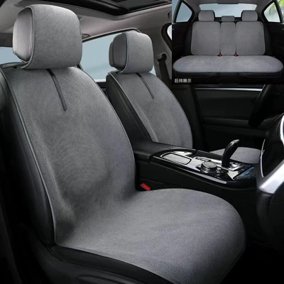 Simple linen car seat cushion for Universal seat cover - elegant-gray-five-seater-universal-model