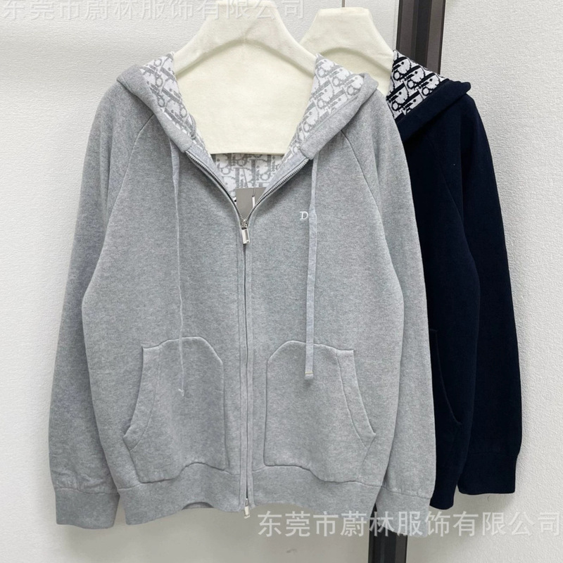 Cross-Border Top-Quality Autumn New Double-Sided Jacquard Letter Hooded Cardigan Unisex Knitwear Thick Coat Cross-Border Top-Quality Autumn New Double-Sided Jacquard Letter Hooded Cardigan Unisex Knitwear Thick Coat