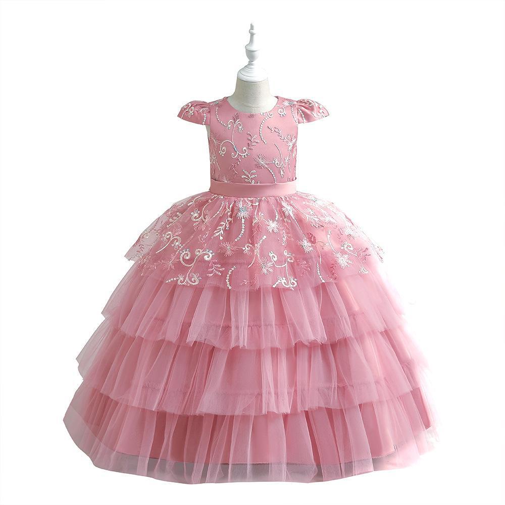 Cross-border largo cuento de hadas princesa vestido pettiskirt chica anfitrión rendimiento ropa ceremonia vestido pasarela malla pastel falda