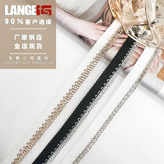新款1厘米黑白单边金银丝织带花边装饰条diy服装衣领袖口辅料花边