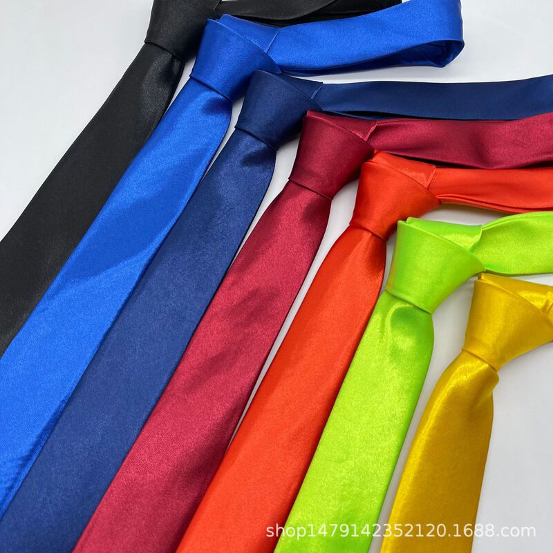 Tie men's business 5cm Korean style solid color narrow tie casual small tie black 5CM groom wholesale