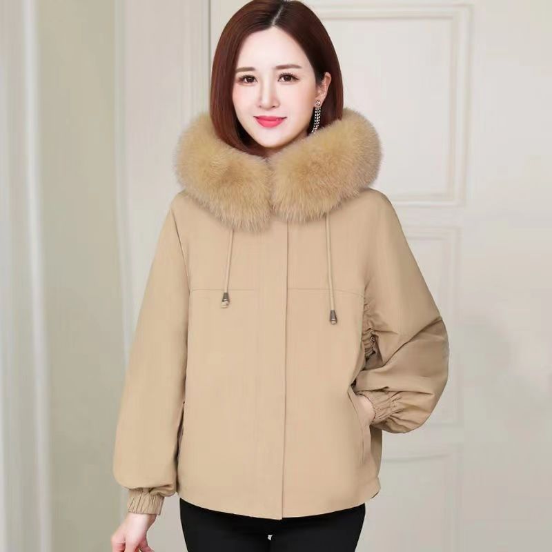 新款冬小个子短款服女外套皮草女獭兔毛内胆可拆卸仿狐狸毛领