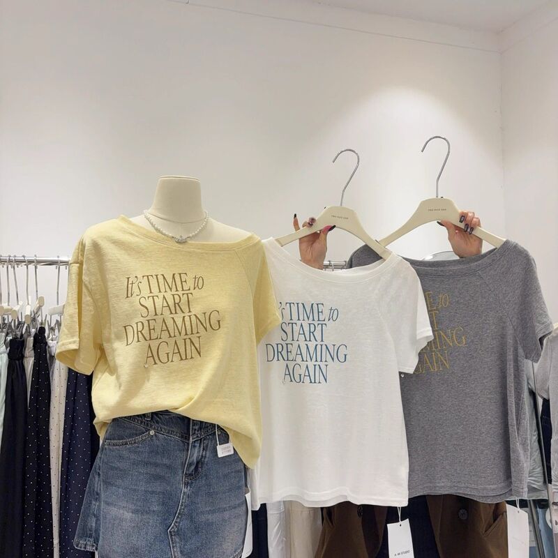 Mall Quality ~ Bamboo Pure Cotton Fashionable Slant Shoulder Collar Short Sleeve T-shirt Women's Loose Slim Base Shirt Tide Mall Quality ~ Bamboo Pure Cotton Fashionable Slant Shoulder Collar Short Sleeve T-shirt Women's Loose Slim Base Shirt Tide