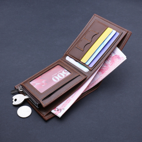 Wallet short men's thickened men's wallet with zipper multiple card slots men's wallet wallet men men's fashion