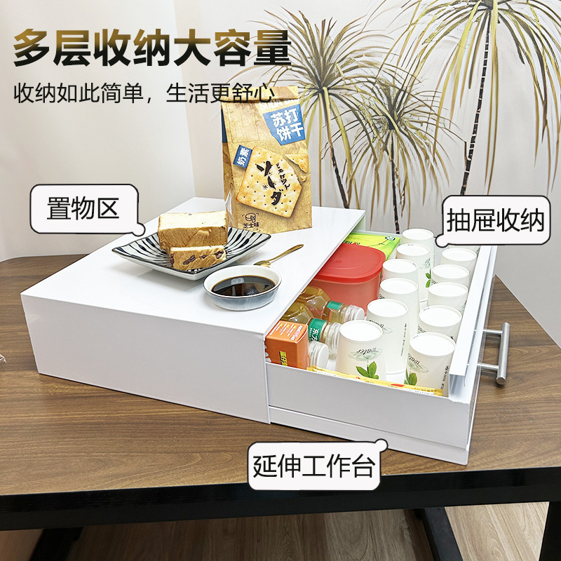 キッチン電子レンジ収納ラック引き出し式専用オーブン収納引き出し式二層炊飯器ラック収納キャビネット|undefined