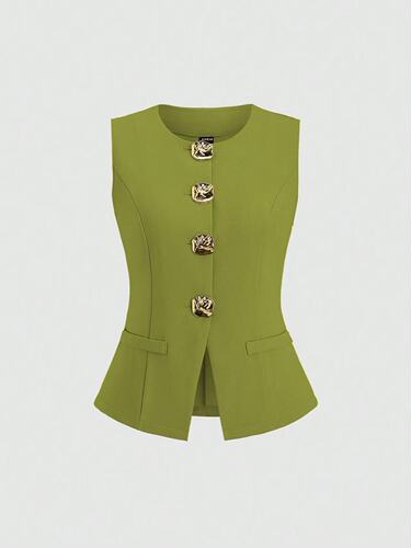 European and American Cross-Border Amazon Women's Elegant Fashion Solid Color Vest