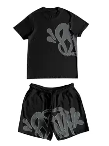 เสื้อแขนสั้นทรงหลวม พิมพ์ตัวอักษร สไตล์สตรีทฮิปฮอป สำหรับผู้ชายและผู้หญิง แฟชั่นฤดูร้อน แบรนด์ดัง ชุดกีฬาลำลอง