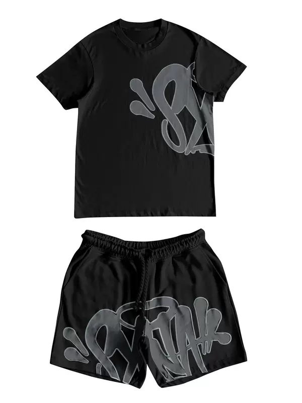 เสื้อแขนสั้นทรงหลวม พิมพ์ตัวอักษร สไตล์สตรีทฮิปฮอป สำหรับผู้ชายและผู้หญิง แฟชั่นฤดูร้อน แบรนด์ดัง ชุดกีฬาลำลอง