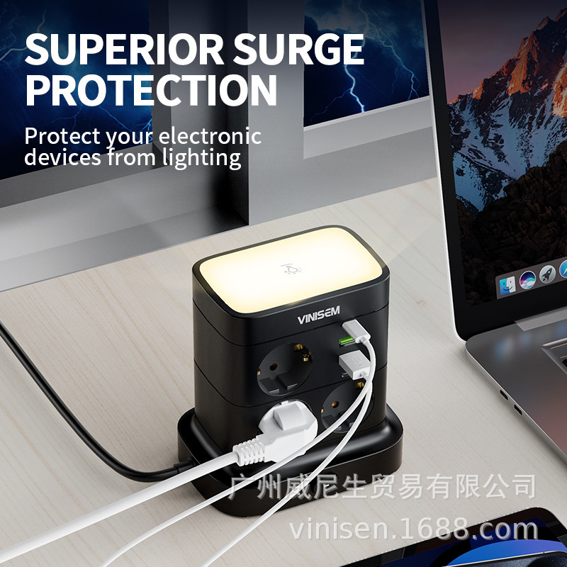 Transfronterizo Euro Standard Type-C Torre de enchufe vertical estándar europeo multifuncional inteligente enchufe de fila de cable