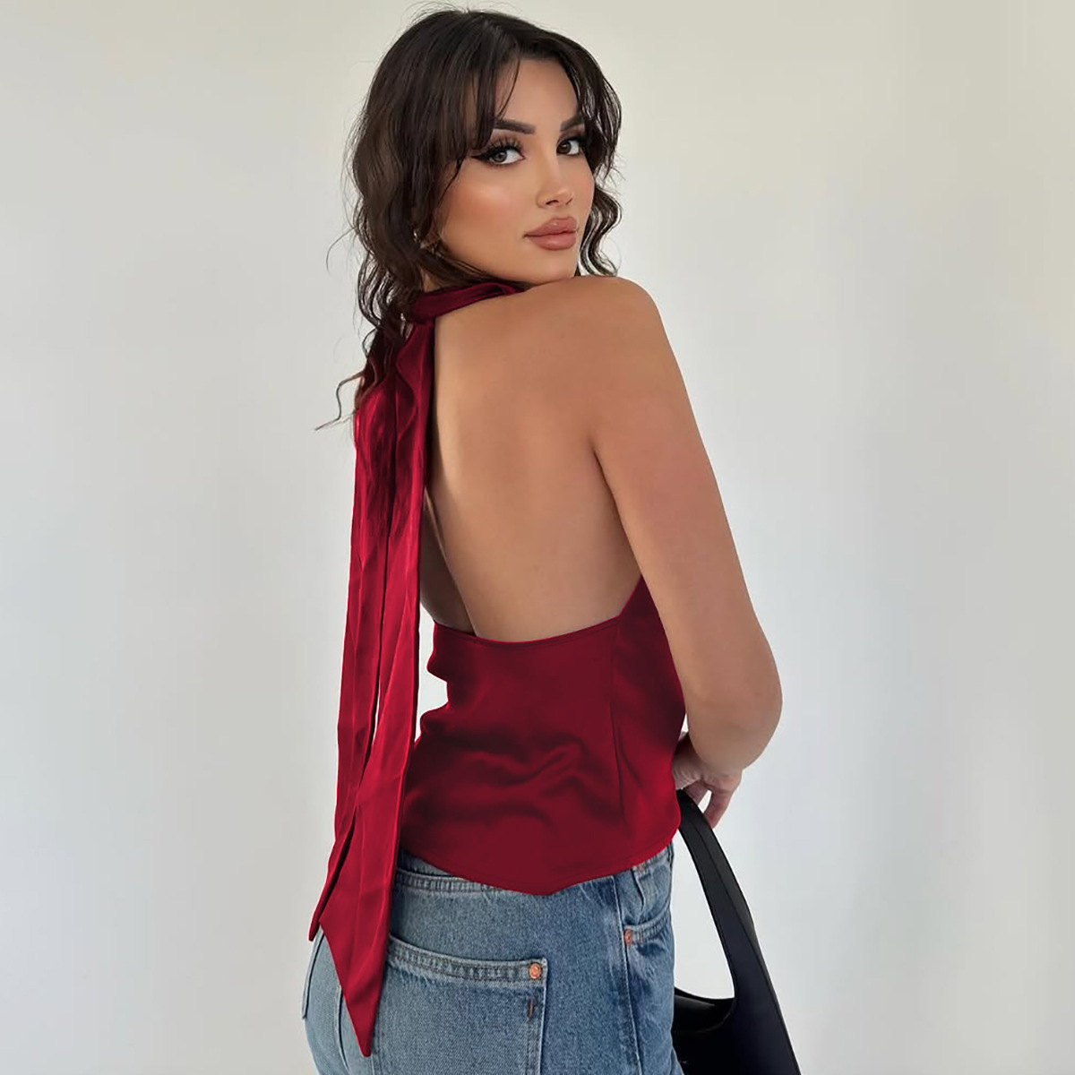 Summer Fashion Backless Solid Color Women's Top Slim Tie Strapless Trendy American Style Hot Girl Sexy Clothing_ecoleips.com