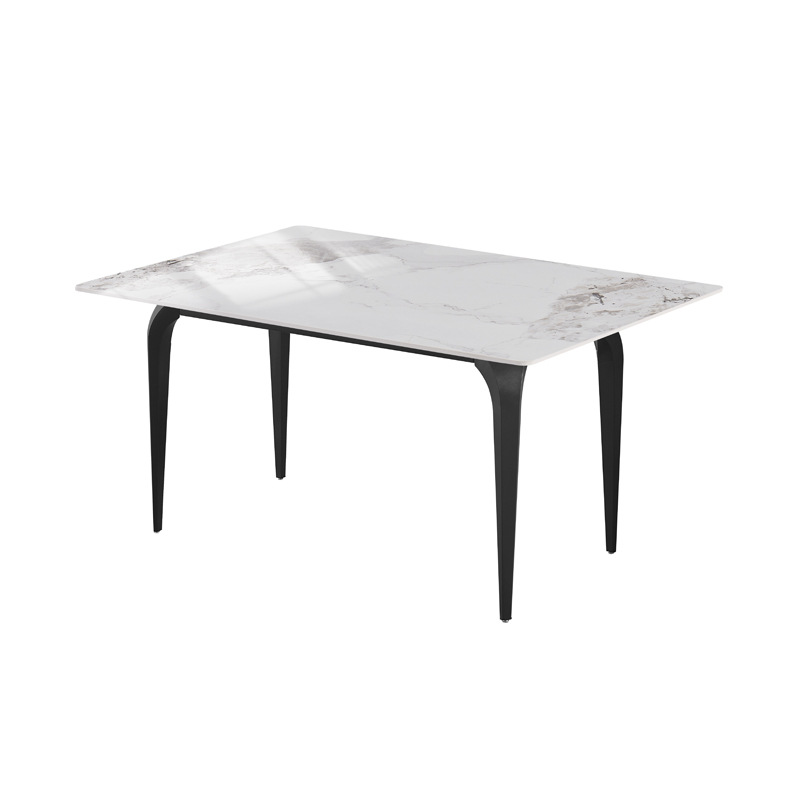Mesa de comedor de tabla de roca pequeña casa nueva mesa de comedor de lujo moderna simple mesa de comedor rectangular mesa de comedor de piernas de elefante