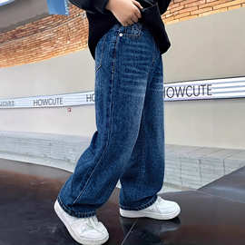 外贸童裤厂家四季款式儿童品质宽松阔腿牛仔裤童装休闲经典牛仔裤
