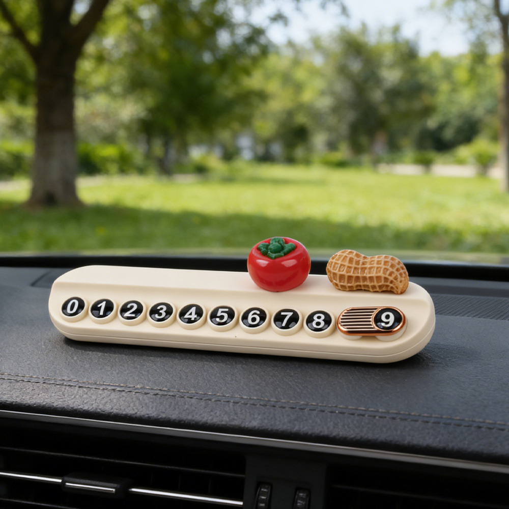 Tarjeta telefónica de movimiento de automóviles, tarjeta de estacionamiento temporal, decoración de automóviles de frutas personales, adornos de litchi