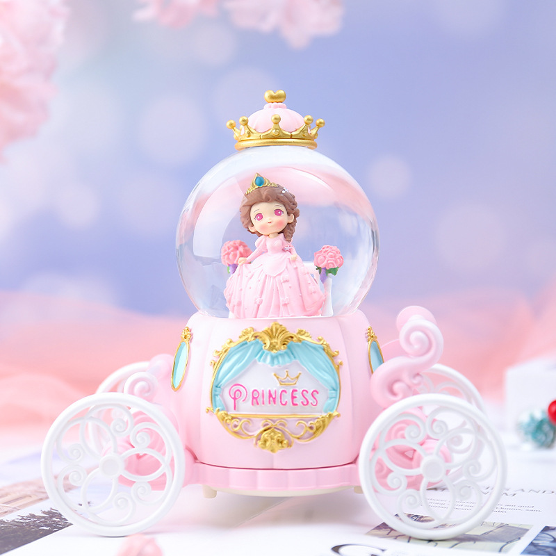 漫画のロリータの女の子の車のライトの雪の音楽のイルミネーションの水晶のボールのオルゴールの子供の学生の贈り物の卸売り|undefined