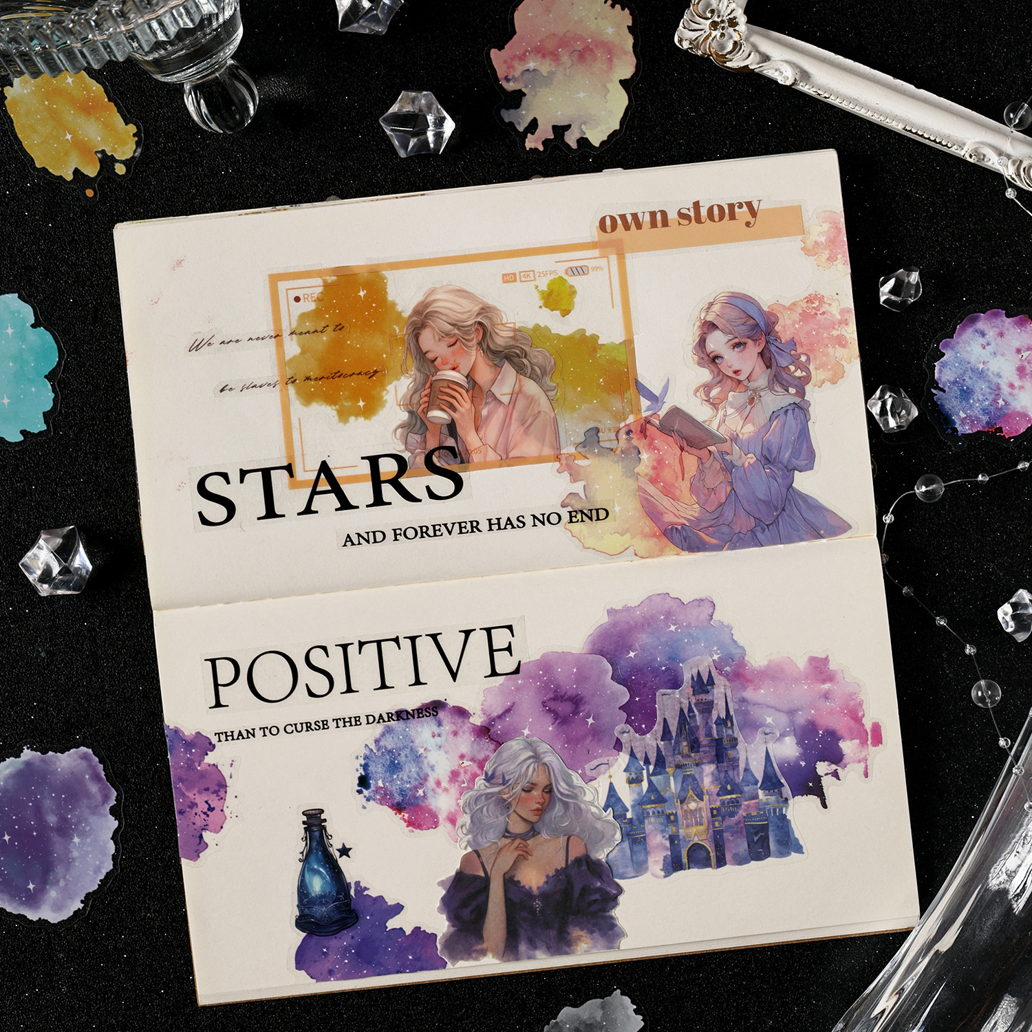 Star Dome Painting Series Romántico Cielo estrellado Dieta Tema Pegatina PET Paquete Libro de bricolaje Material de decoración Pegatina de collage